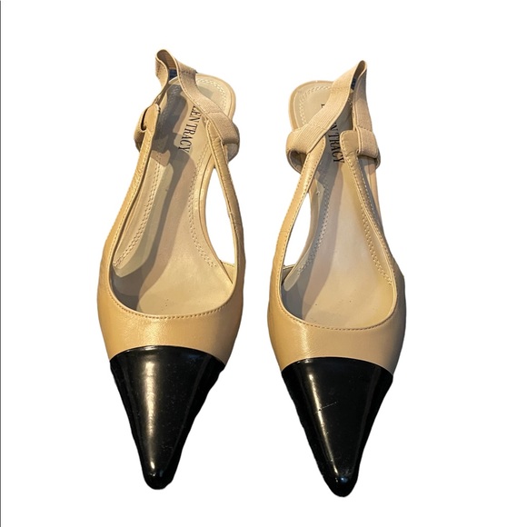 ELLEN TRACY Camel and black slingback heels Size 8 - Picture 1 of 8